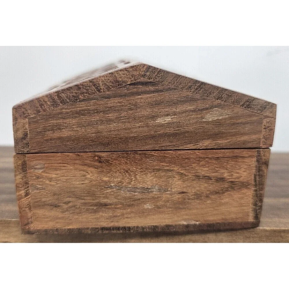 Vintage Hand Carved Trellis Wooden Keepsake Trinket Box Arched Lid Made In India